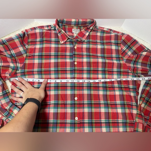 J. Crew Red and Green Plaid Casual Shirt - Picture 4 of 7